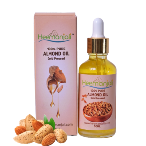 Heemanjali Cold-Pressed Edible Almond Oil - 50ml Glass Bottle with Vitamin E - Premium Quality, Pure & Natural